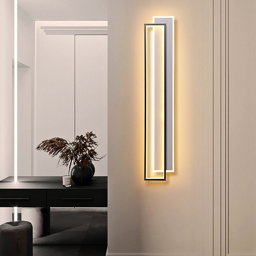 Elegant Minimalist White LED Wall Lights with Three-Step Dimming, Ideal for Living Room