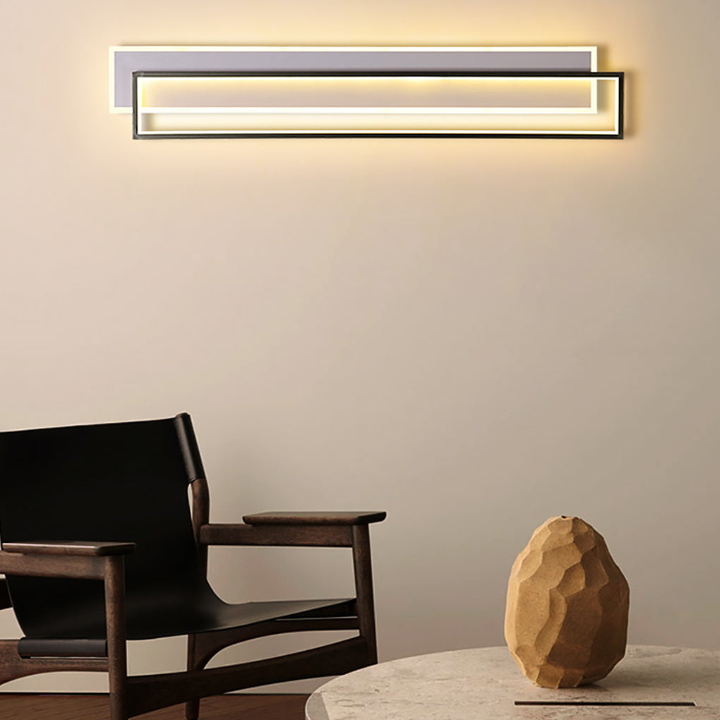 Elegant Minimalist White LED Wall Lights with Three-Step Dimming, Ideal for Living Room