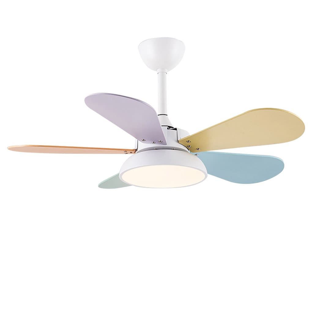 Colorful Nordic Cartoon Kids Ceiling Fan with Lights for Playrooms