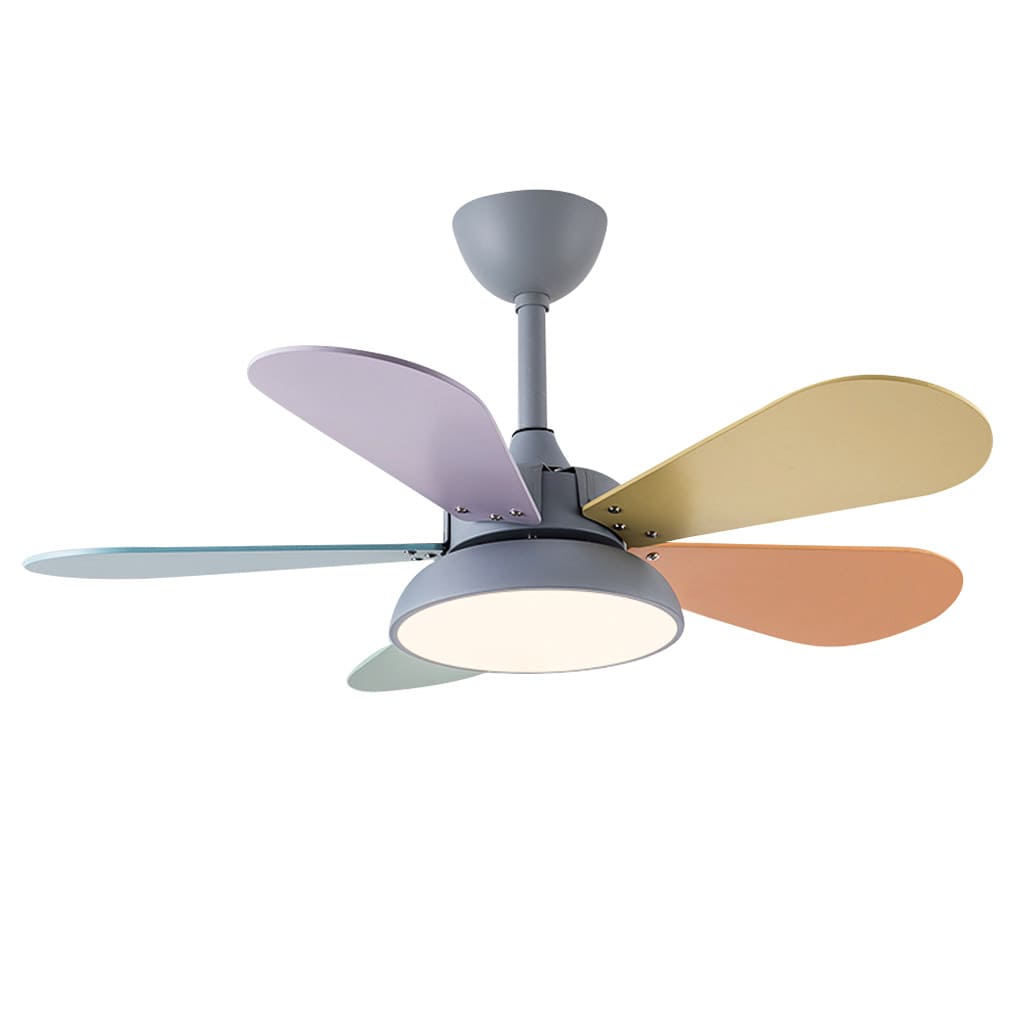 Colorful Nordic Cartoon Kids Ceiling Fan with Lights for Playrooms
