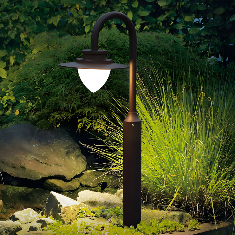 Durable Minimalist Nordic Arc LED Outdoor Post Lamp for Lawn & Garden