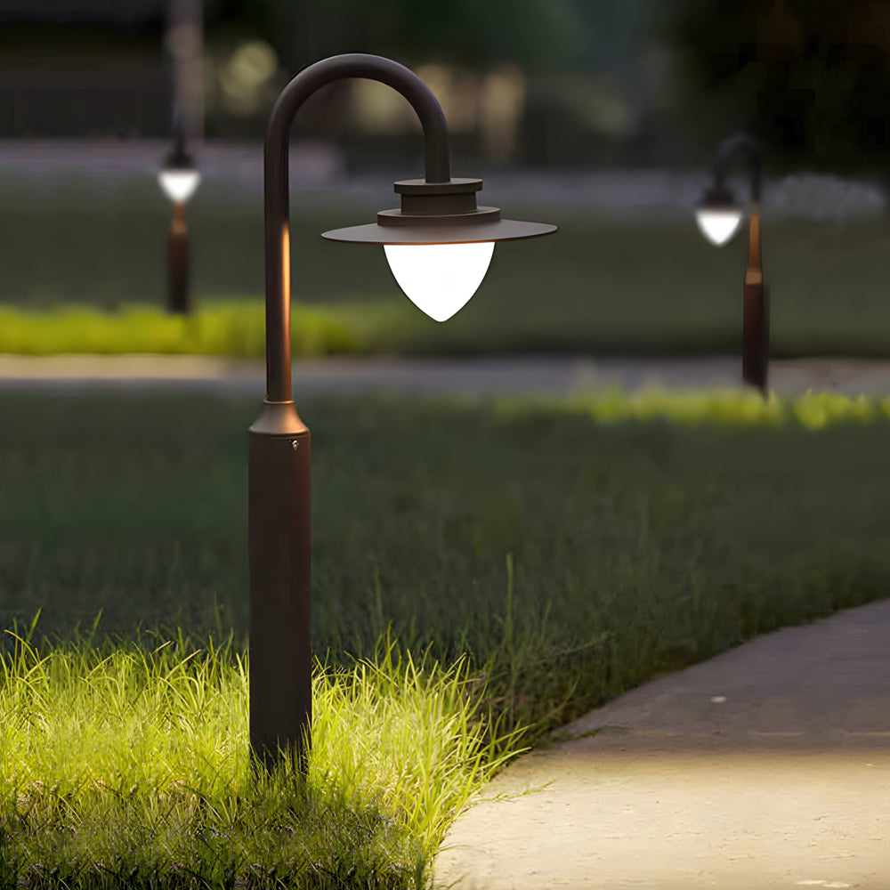 Durable Minimalist Nordic Arc LED Outdoor Post Lamp for Lawn & Garden