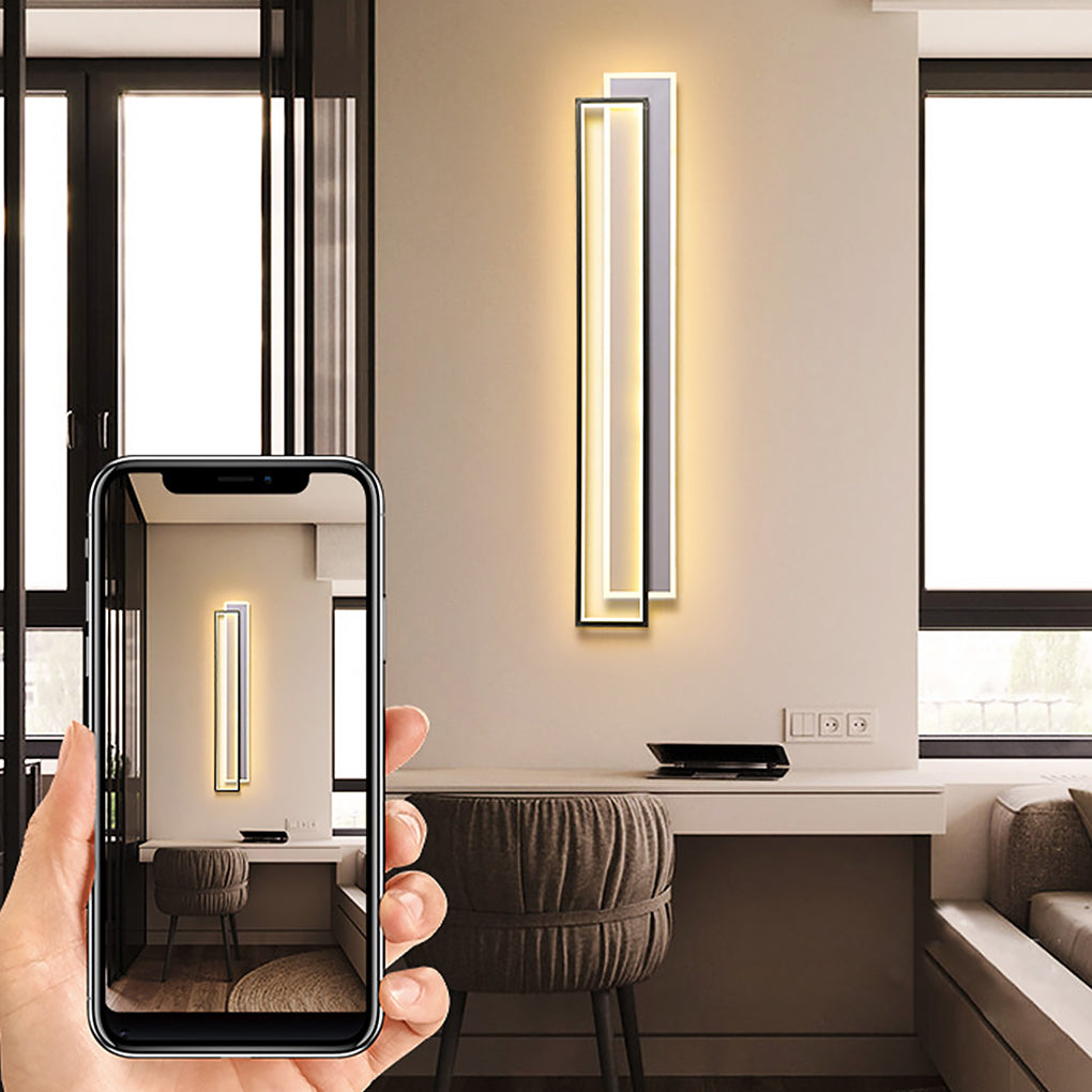 Elegant Minimalist White LED Wall Lights with Three-Step Dimming, Ideal for Living Room