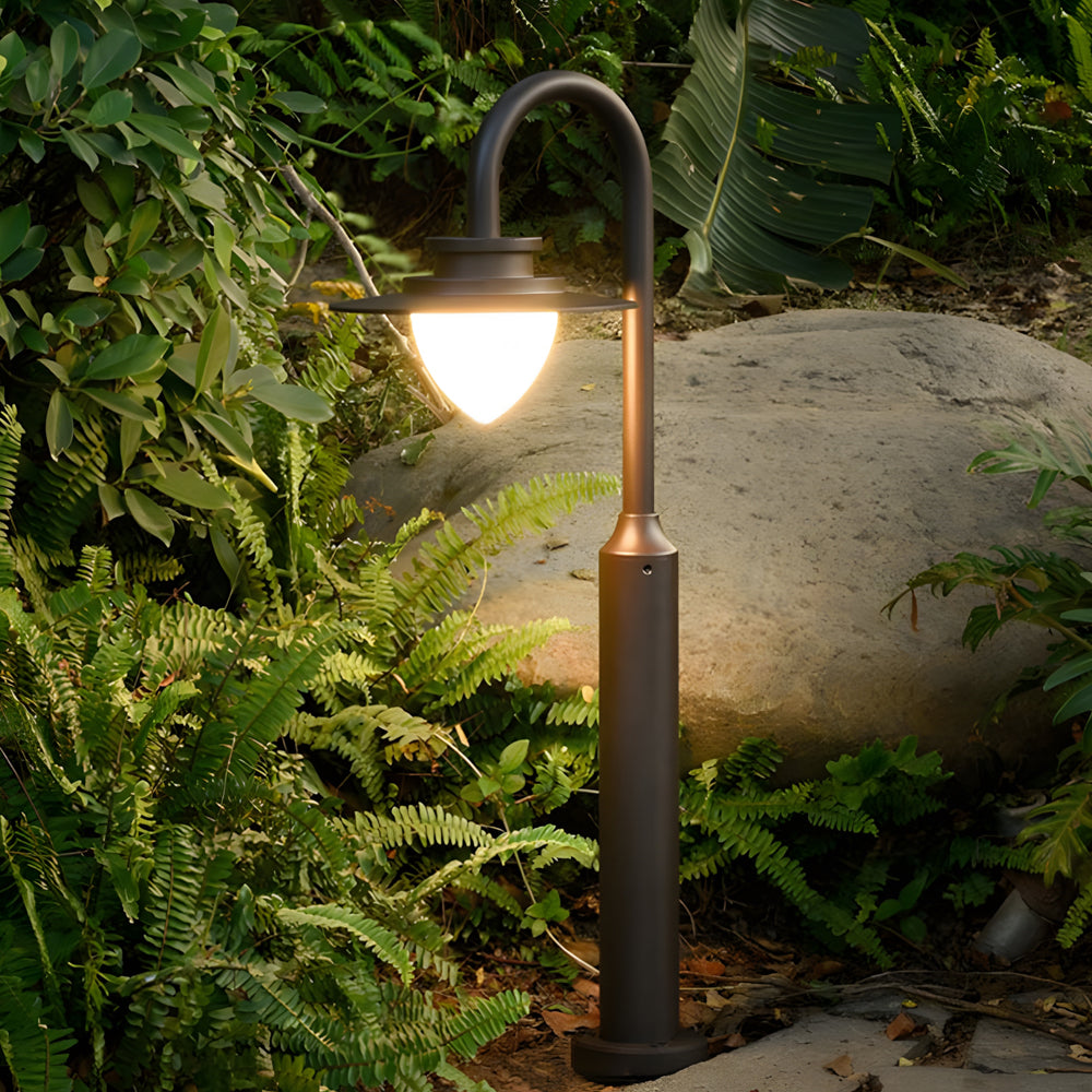 Durable Minimalist Nordic Arc LED Outdoor Post Lamp for Lawn & Garden