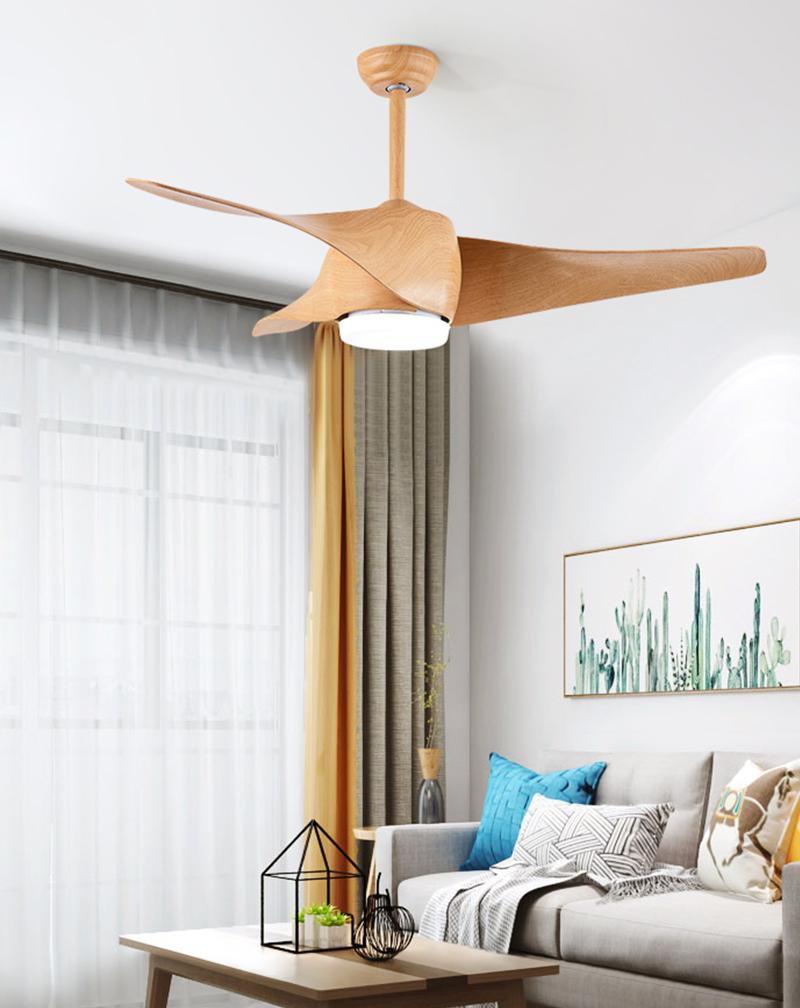 Modern 52" Black Downrod Ceiling Fan with Remote Control & LED Lights