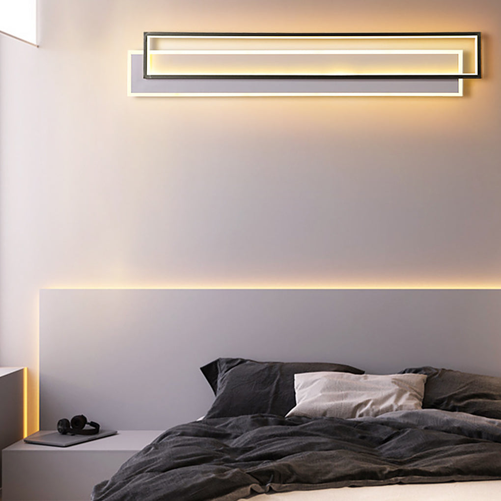 Elegant Minimalist White LED Wall Lights with Three-Step Dimming, Ideal for Living Room