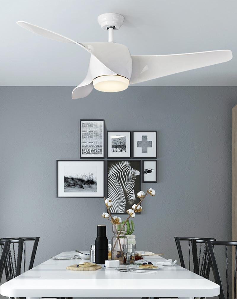 Modern 52" Black Downrod Ceiling Fan with Remote Control & LED Lights