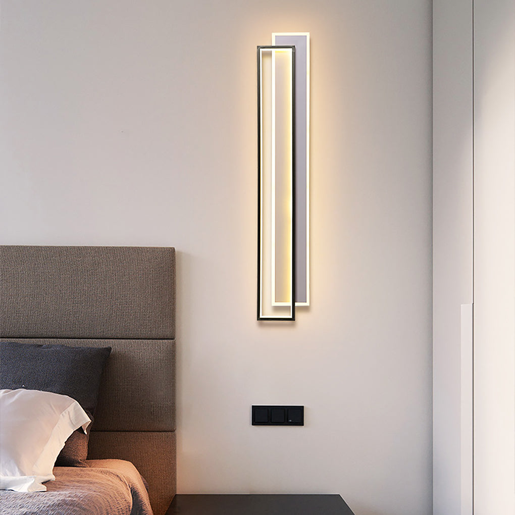 Elegant Minimalist White LED Wall Lights with Three-Step Dimming, Ideal for Living Room