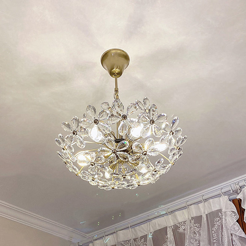Elegant French Floral Copper Crystal Chandelier for Bedroom, 6/8 Lights