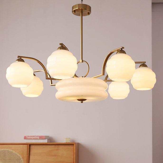 Mid-Century Modern Iron and Glass Orb Chandelier for Living Room 4/6/8 Light