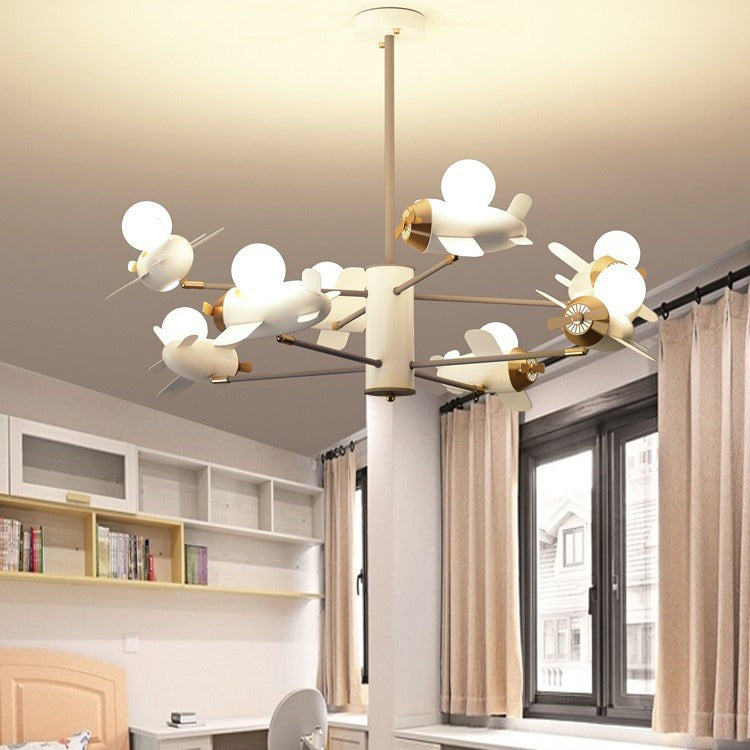 Colorful Cartoon Airplane LED Chandeliers for Kids' Bedroom Decor
