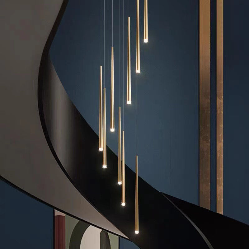 Sleek Black Tapered Tube Acrylic LED Chandelier for Kitchen Island Lighting
