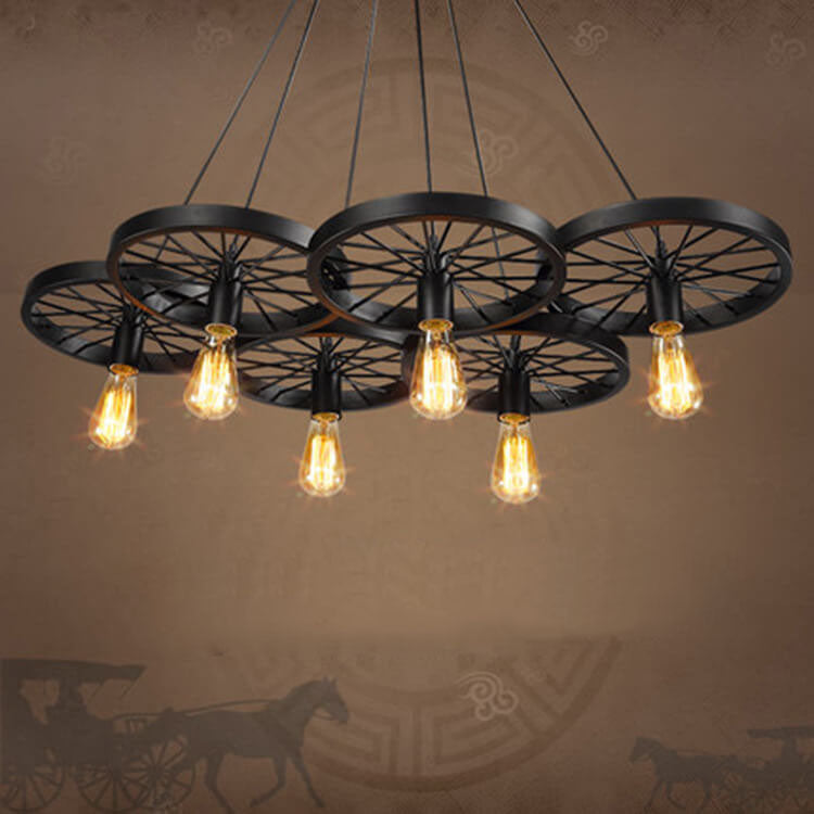 Vintage Industrial Wrought Iron 1/3/6-Light Chandelier for Loft Spaces