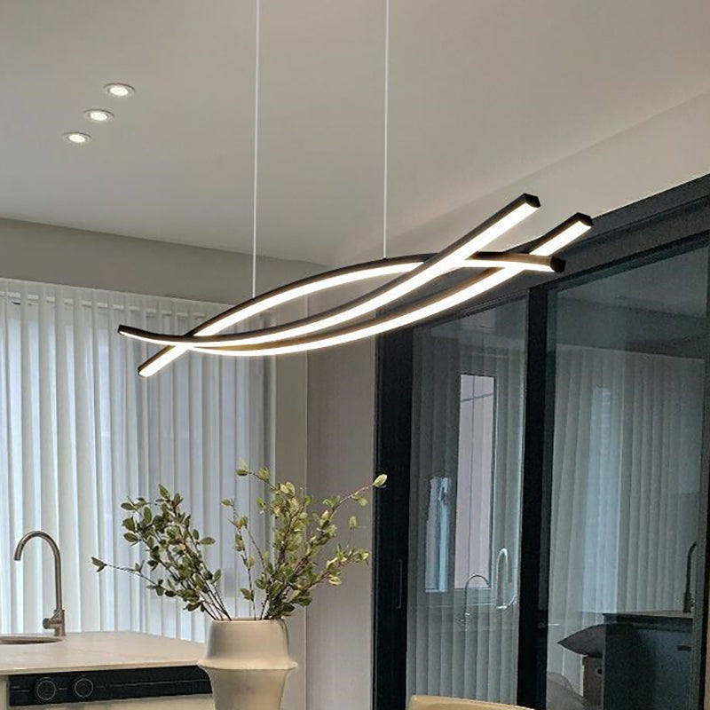 Sleek Aluminum Wave Arch LED Chandelier for Modern Dining Room Decor