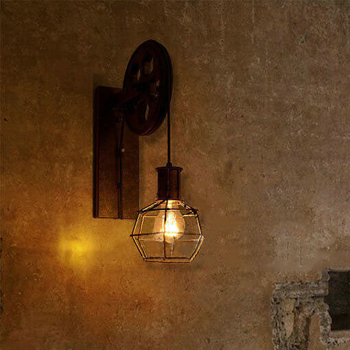Rustic Iron Industrial 1-Light Wall Sconce Lamp for Vintage Home Decor