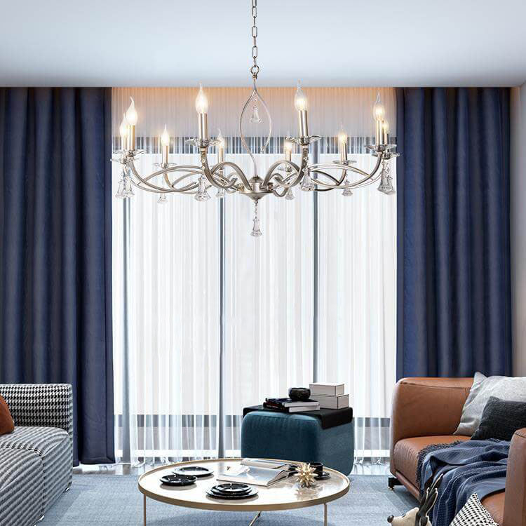 Elegant Gold Iron Frame Crystal Chandelier for Modern Living Spaces