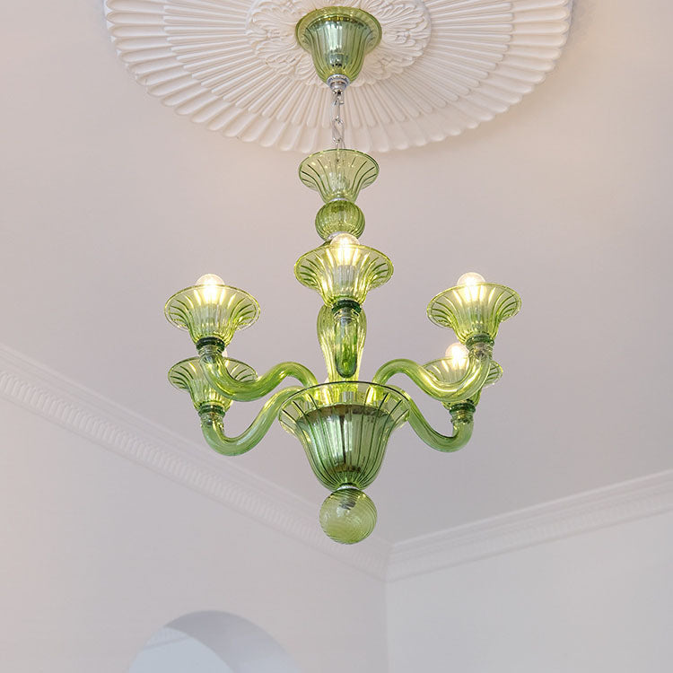 Elegant Iron and Glass 6-Light French Candelabra Chandelier for Living Room