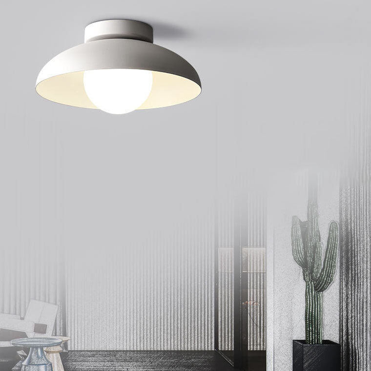 Nordic Wabi-Sabi Iron & Glass Semi-Flush Mount Light for Living Room