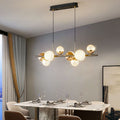 Contemporary Clear Acrylic and Iron Rod LED Chandelier for Kitchen Island