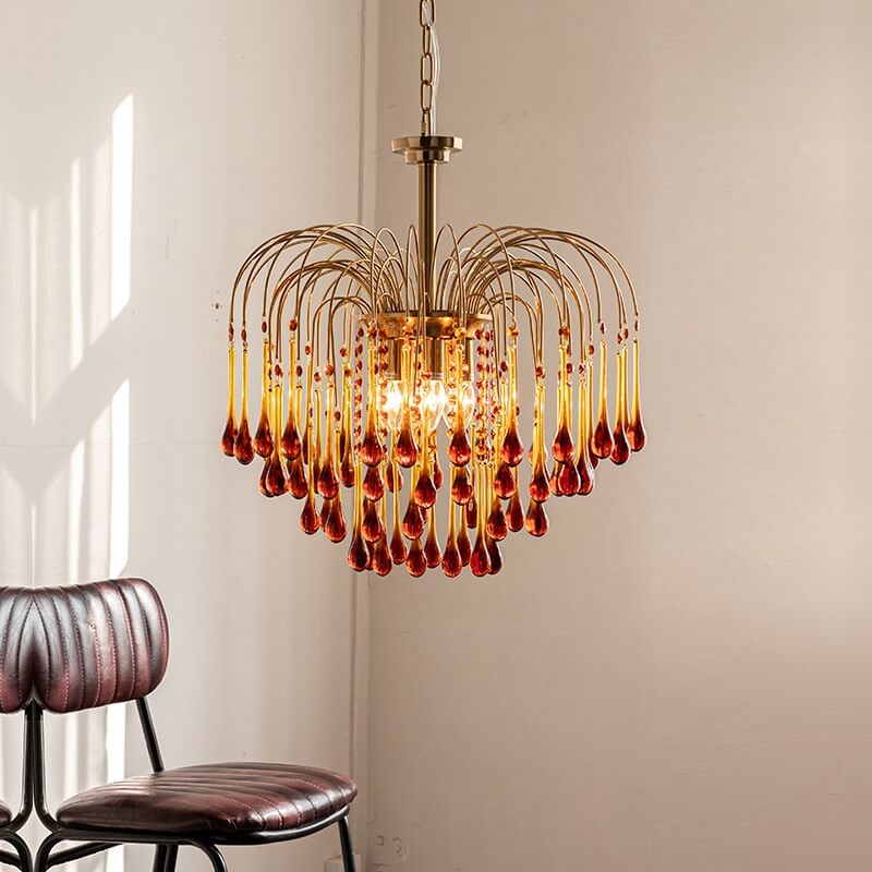Traditional Copper Teardrop Chandelier - 4/6/10 Light for Living Room