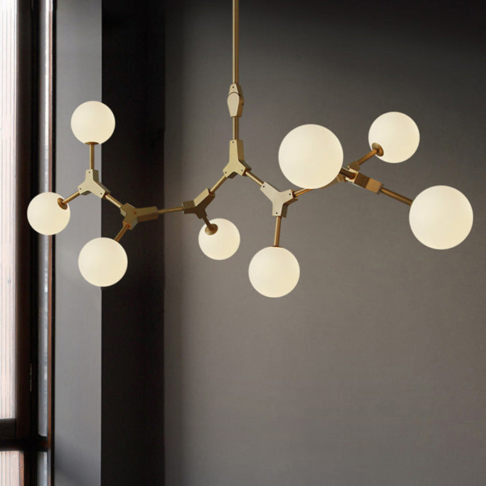 Scandinavian Glass & Iron Chandelier, 6/8 Lights for Modern Bedrooms