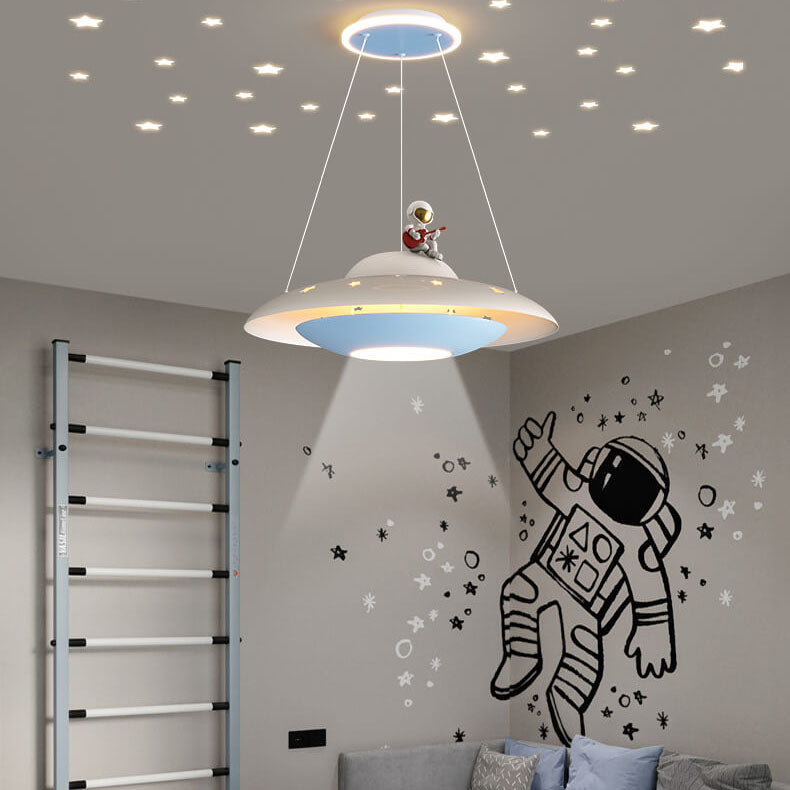 Colorful LED Flying Saucer Chandelier Light for Kids' Room Decor