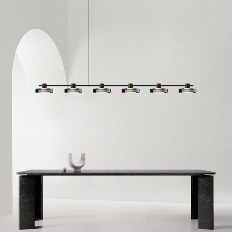 Nordic Black Stainless Steel LED Island Chandelier for Kitchen Decor