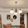 Modern Wood and Glass Round Chandelier for Living Room, 3/5/6/8 Lights