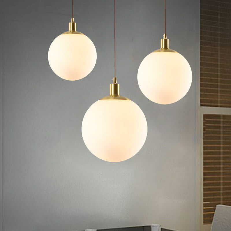 Modern White Orb 1-Light Pendant Fixture for Bedroom Nordic Minimalism
