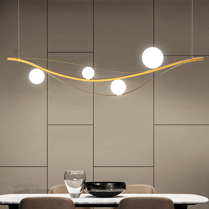 Nordic Style 4-Light Island Chandelier in Black Metal for Kitchen Diner