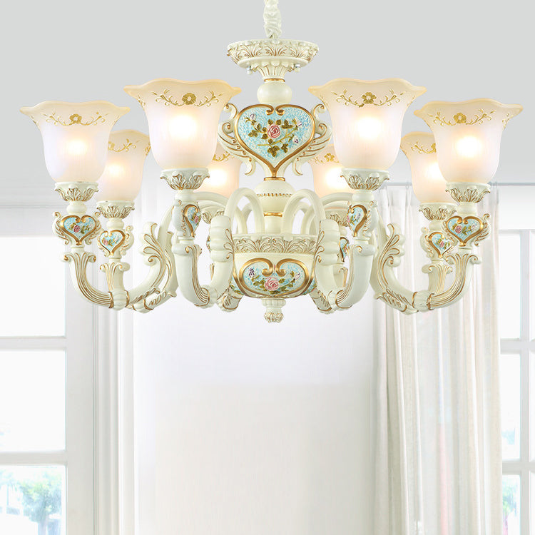 Art Deco Black Iron Glass Chandelier - 3/6/8/10 Light for Living Room