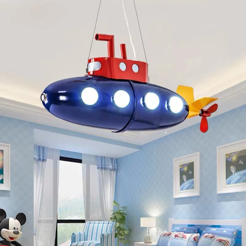 Colorful Cartoon Submarine LED Chandelier for Kids' Bedroom Decor