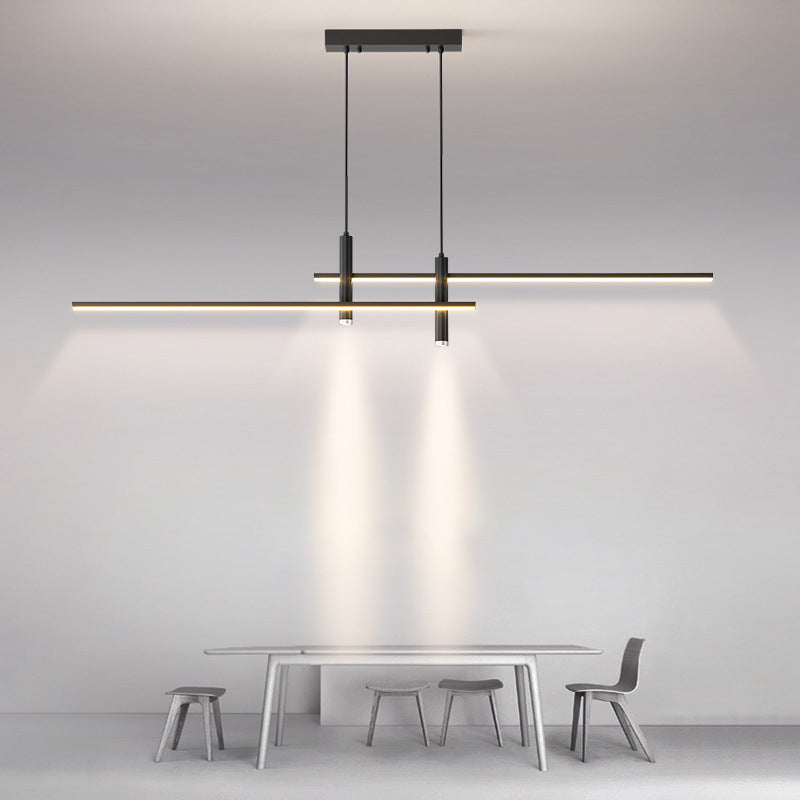 Sleek Black Geometric LED Chandelier Island Light for Dining Room Decor