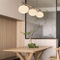 Nordic Long Light Luxury Glass Dome Shade 3-Light Chandelier