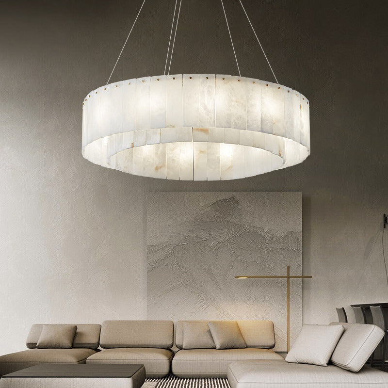 Modern Round Copper Stone Chandelier with 8/12/14 Lights for Living Room