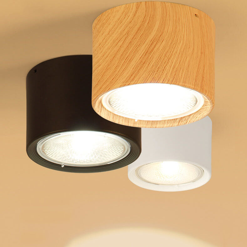 Sleek Black Nordic Cylinder LED Flush Mount Ceiling Light for Modern Interiors