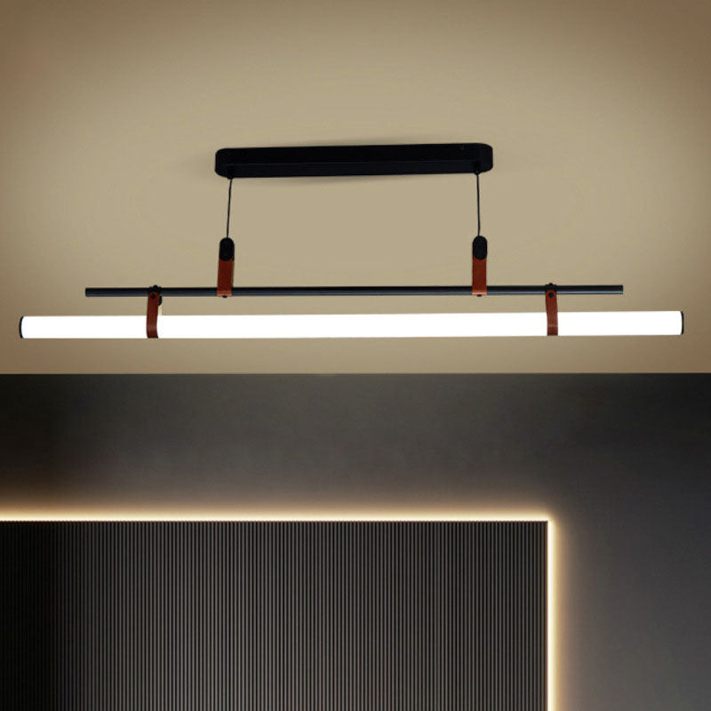 Sleek Black Iron & Acrylic LED Island Chandelier for Dining & Living Room