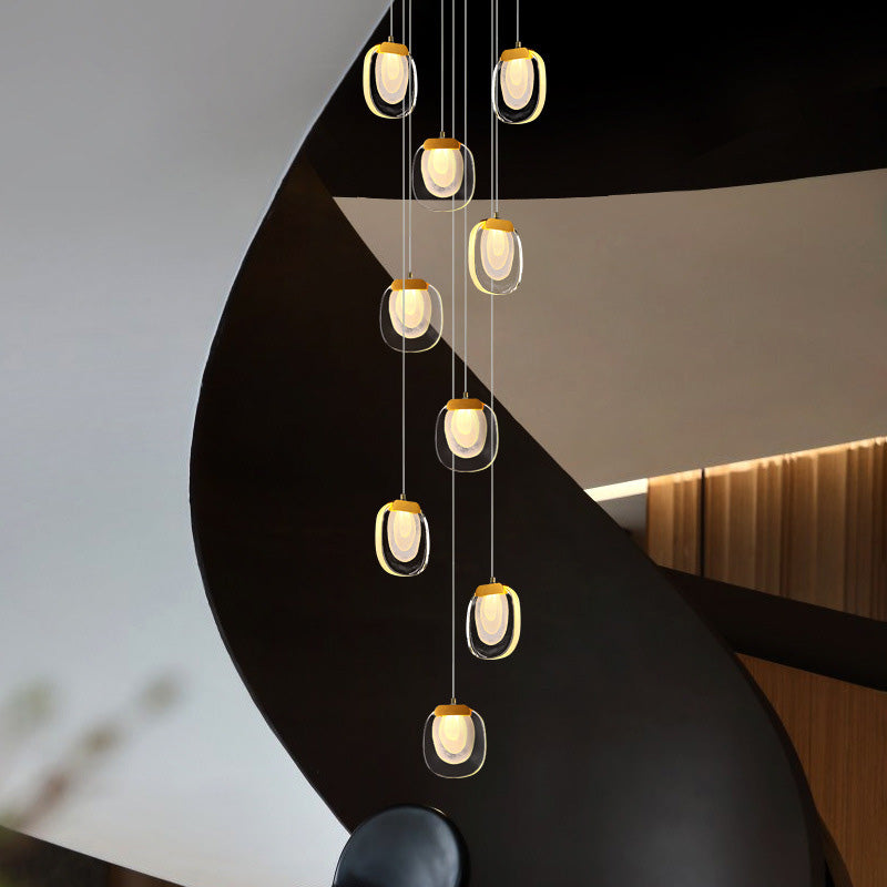 Modern Scandinavian Round Aluminum Crystal LED Chandelier for Living Room