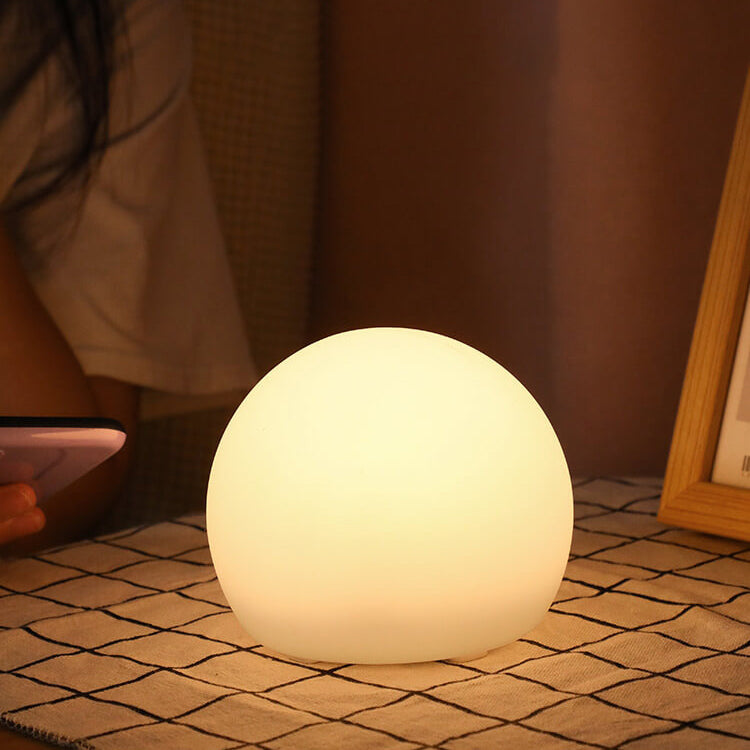 Geometric White Battery-Powered LED Table Lamp for Bedroom Decor
