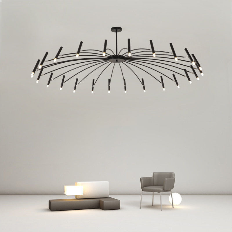 Modern Round Radioactive Iron Aluminum Chandelier for Living Room Lighting