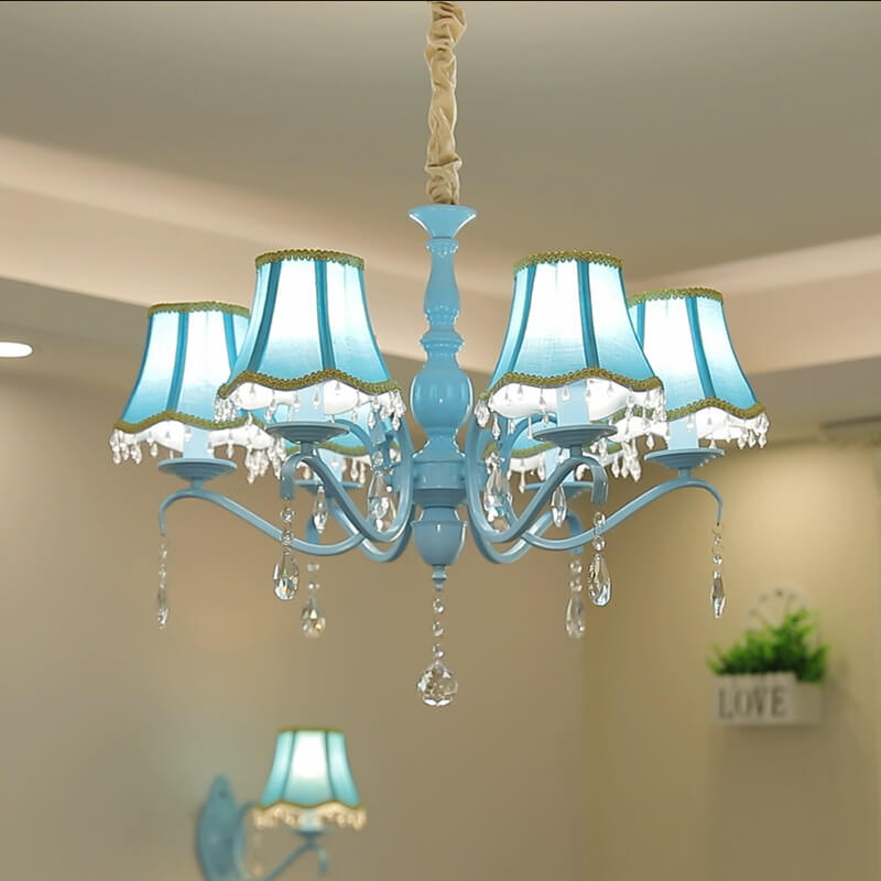 Elegant Modern Iron and Crystal Chandelier for Dining or Living Room