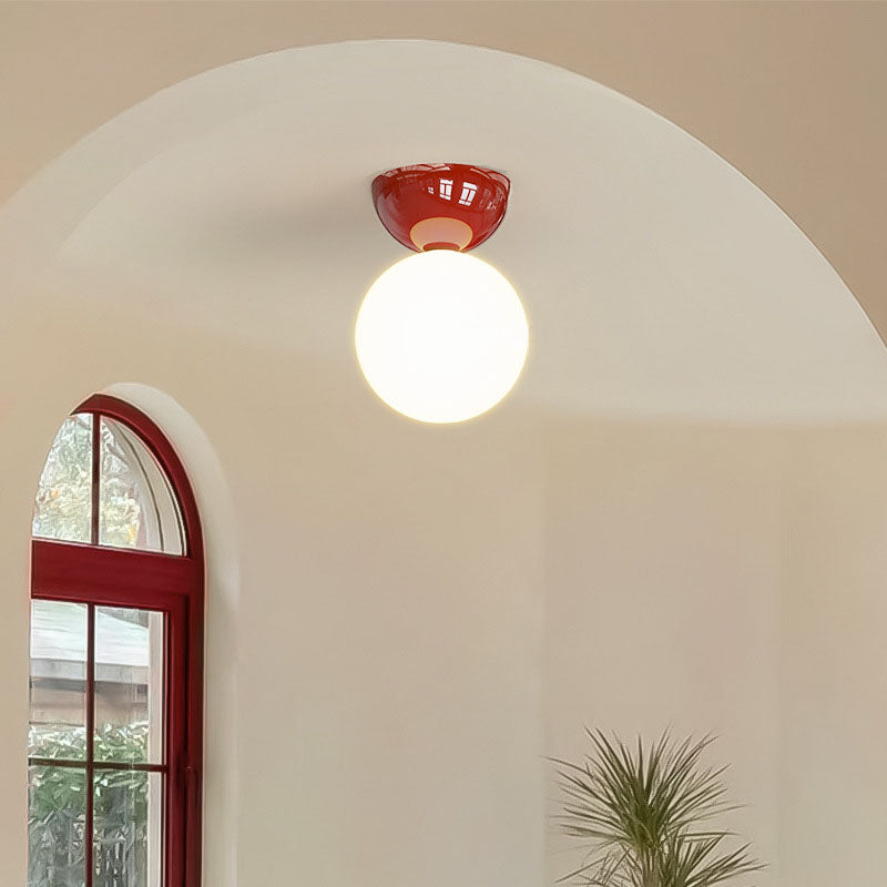 Modern Black Iron & Glass Semi-Flush Mount Light for Hallway Decor