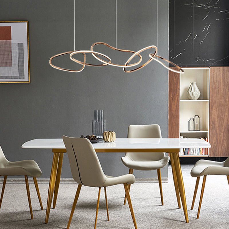 Modern Stainless Steel Round LED Chandelier for Dining Room Lighting