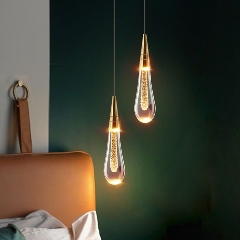 Scandinavian Water Drop Crystal LED Chandelier for Bedroom Decor