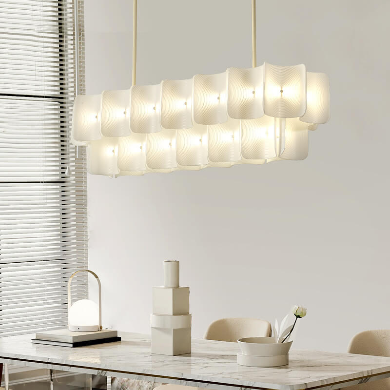 Contemporary Black Iron & Aluminum LED Island Chandelier for Kitchen