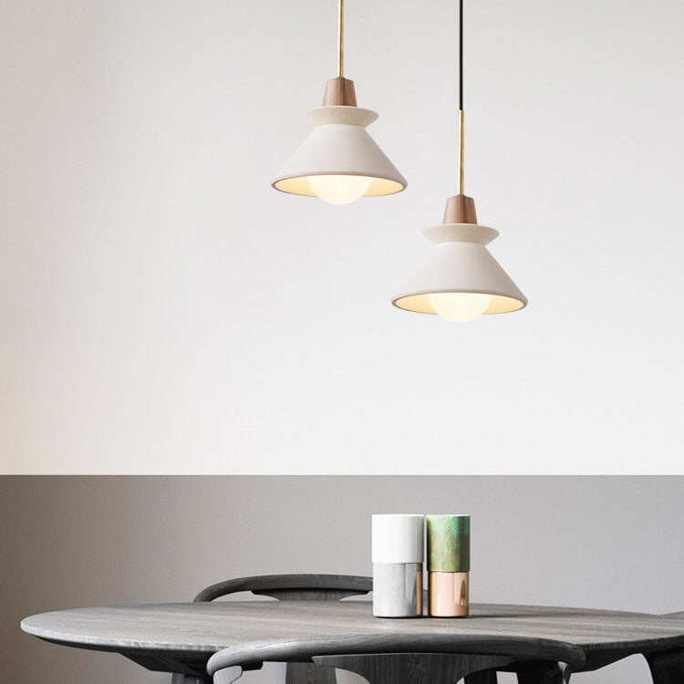 White Cement Nordic Minimalist Tapered Pendant Light for Modern Spaces