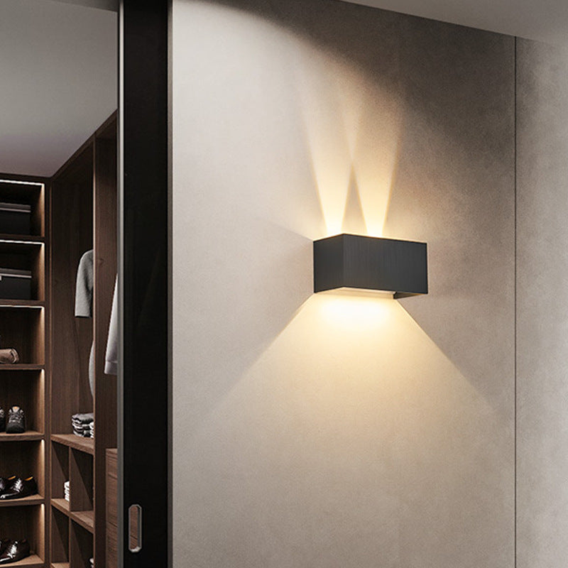 Modern Gray Aluminum Square LED Wall Sconce Lamp for Entryway Lighting