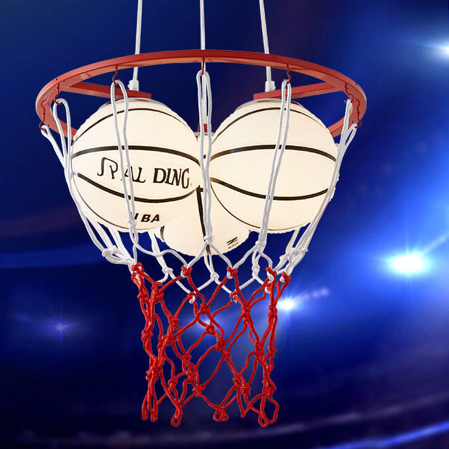 Whimsical Colorful Cartoon Basketball 3-Light Kids Chandelier Fixture