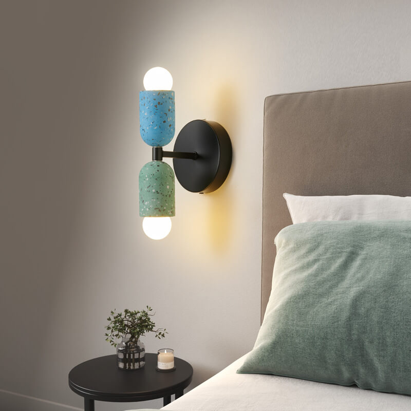 Modern Wabi-Sabi Iron & Cement 2-Light Wall Sconce for Living Room