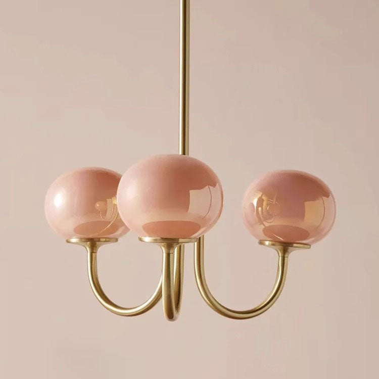 Elegant Traditional French Iron & Glass 3-Light Chandelier for Living Room